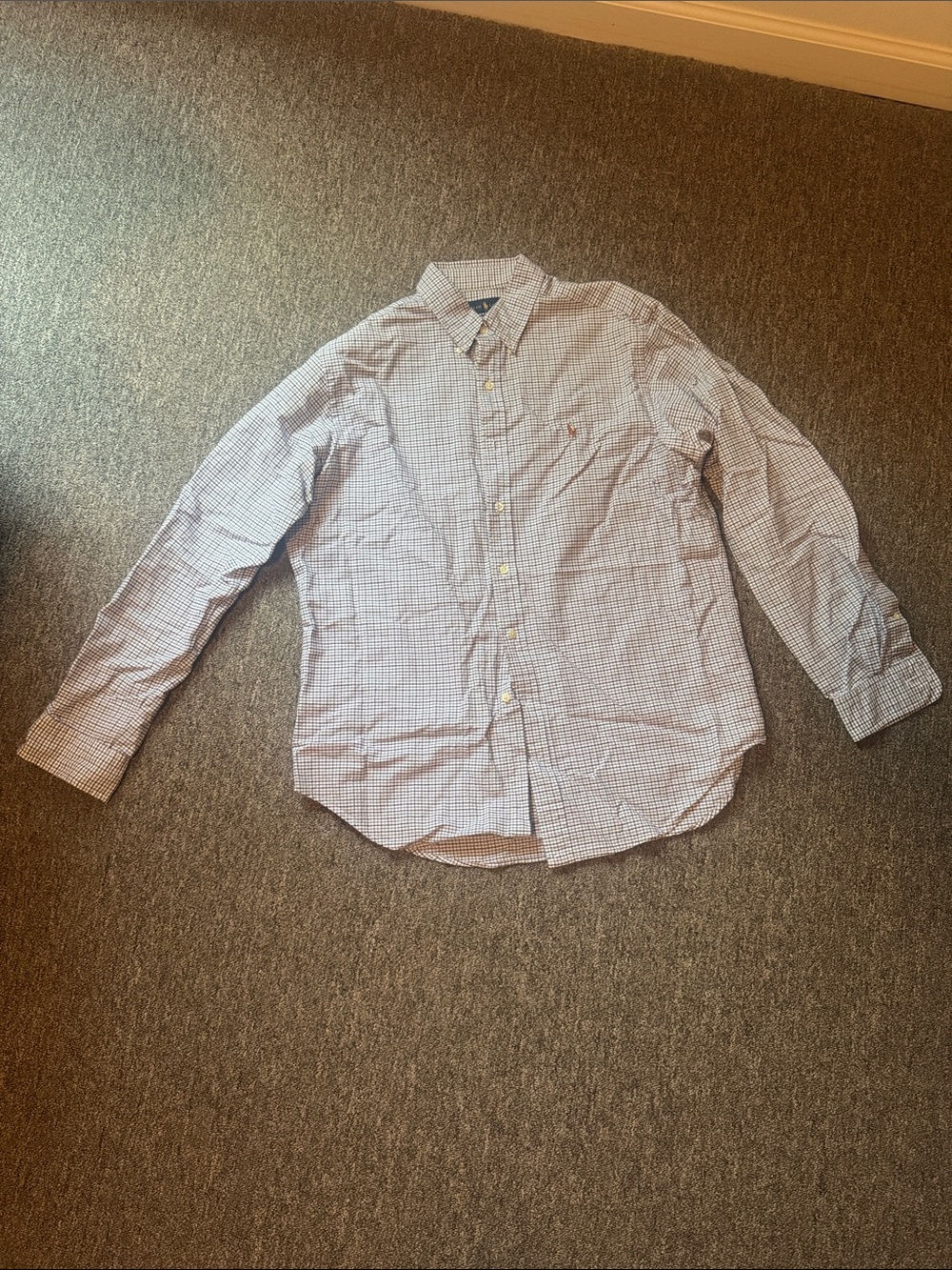 Men's Ralph Lauren Long-Sleeve Button-Down Checked Shirt - Blue/White